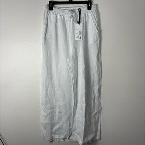 NWT Women’s Tempo Paris White Linen Wide Leg Pants Size XL